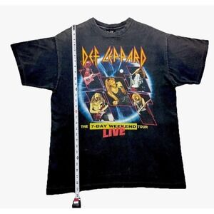 Def Leppard‎ 7 Day Weekend Tour Giant T Shirt Mens XL Vintage 80s Band Concert